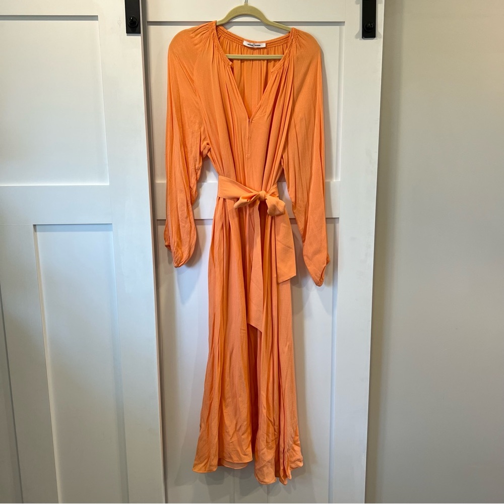 Samsoe samsoe orange maxi long sleeve dress size large